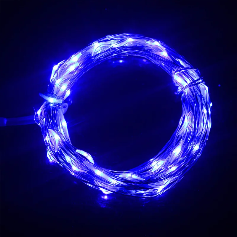 33ft/10 m Kawat Tembaga LED String Lights 100 Led Keren Hangat putih Biru Peri String Untuk Dekorasi Pesta Natal Pernikahan DC 12 V