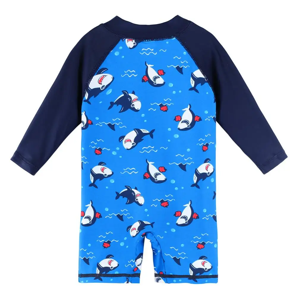 BAOHULU UPF50+ Cartoon Kids Swimwear Long Sleeve Baby Boy Swimwear One Piece Toddler Swimsuit Infant Bathing Suit for Boys Girls