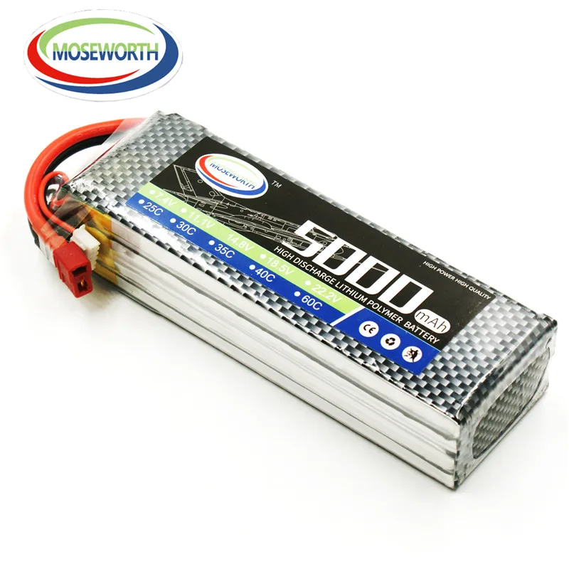 MOSEWORTH Batteries 4S 14.8V 5000mAh 35C RC Drone LiPo Battery For RC Airplane Helicopter Car Truck Boat RC Battery LiPo 4S 5Ah