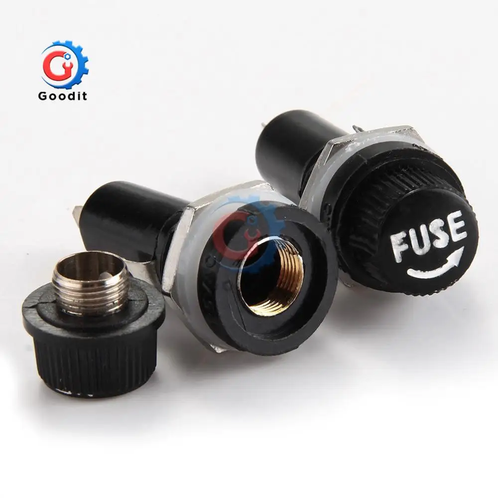 5Pcs/lot 5x20mm Fuse Holders 5x20 mm Black Insurance Tube Socket Fuse Holder 10A 250V AC 15A 125V AC For 5*20MM Insurance Panel