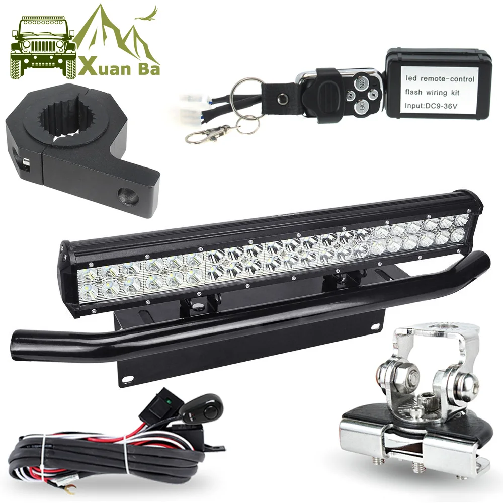 LED Light Bar Offroad Tube Hood Roof License Installation Bracket Remote Control Wire Harness 12V 24W Work Lights