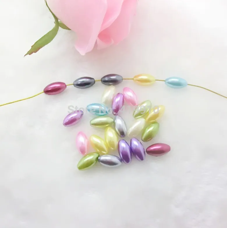 Free shipping-300PCs Random Mixed Pearl Imitation Acrylic Oval Shape Beads 14x7mm D2633