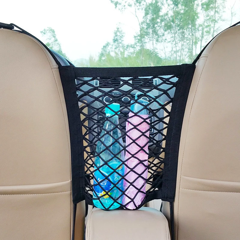 Car Rear Trunk Seat Elastic String Storage Mesh Net Bag Luggage Holder Pocket Sticker Trunk Organizer Car styling Seat back bag