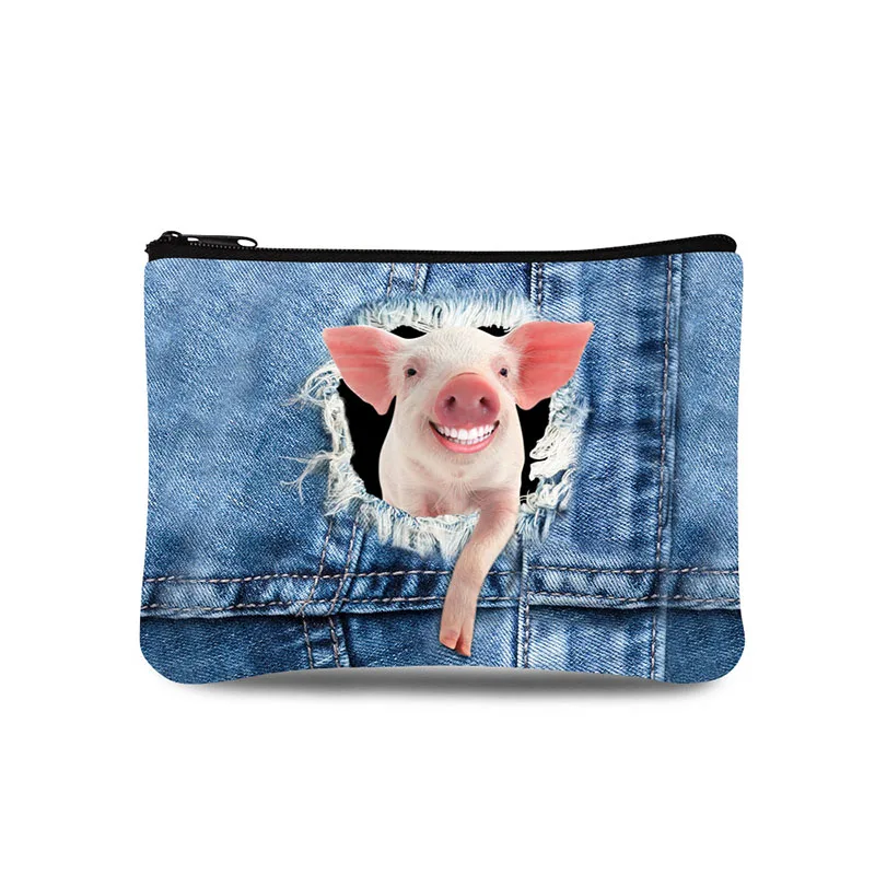 Denim Tier Druck Ultra Licht Marke Frauen Geldbörse Brieftaschen Geldbörse Mini Taschen Zipper Tasche Für Mädchen Wasserdichte Kleine Taschen