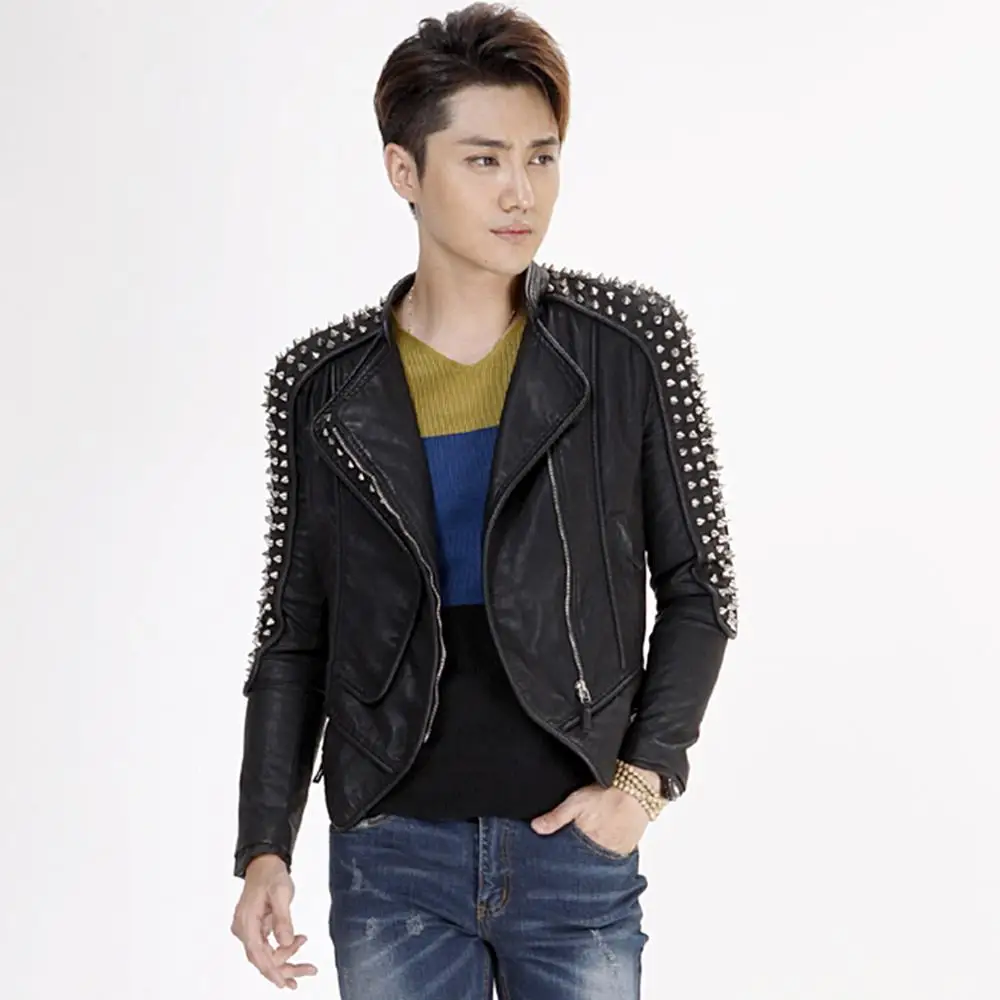 Fashion SX Pu ecopelle rivetto masculina moto Biker Slim Fit giacca autunno inverno frangivento uomo cappotto corto