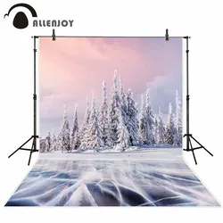 Allenjoy photography background winter forest Christmas tree snow natural view backdrop photo studio photophone photocall prop