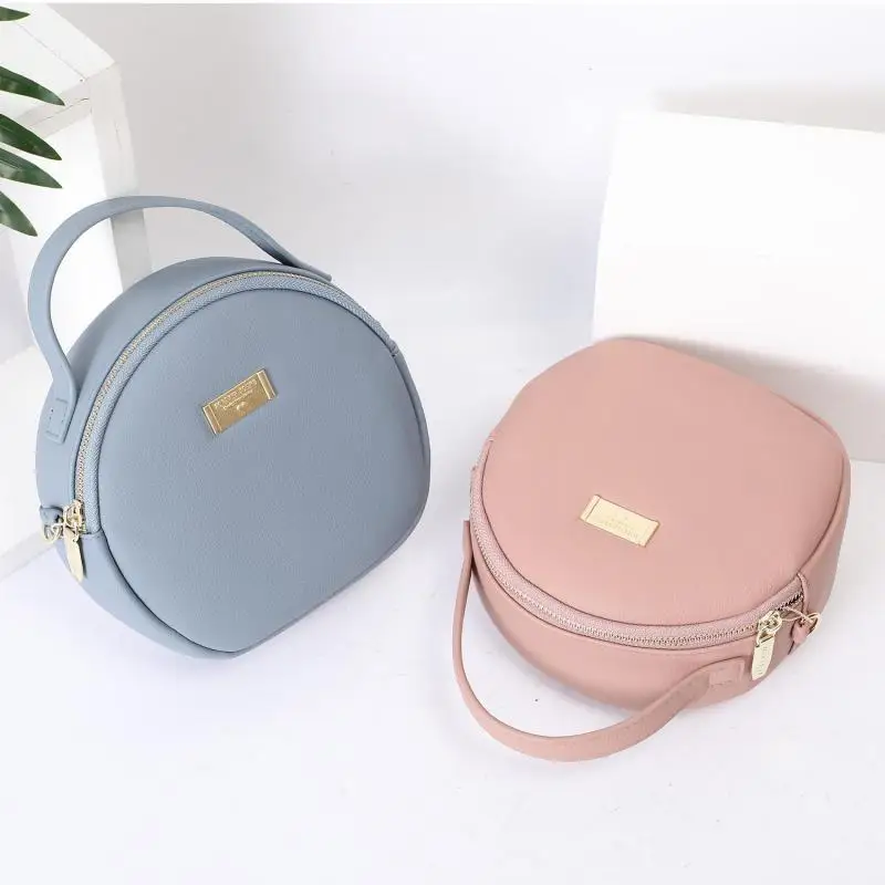 Small women round bag Simple Casual crossbody bag for women pu leather shoulder bag brand lady tote bag purse