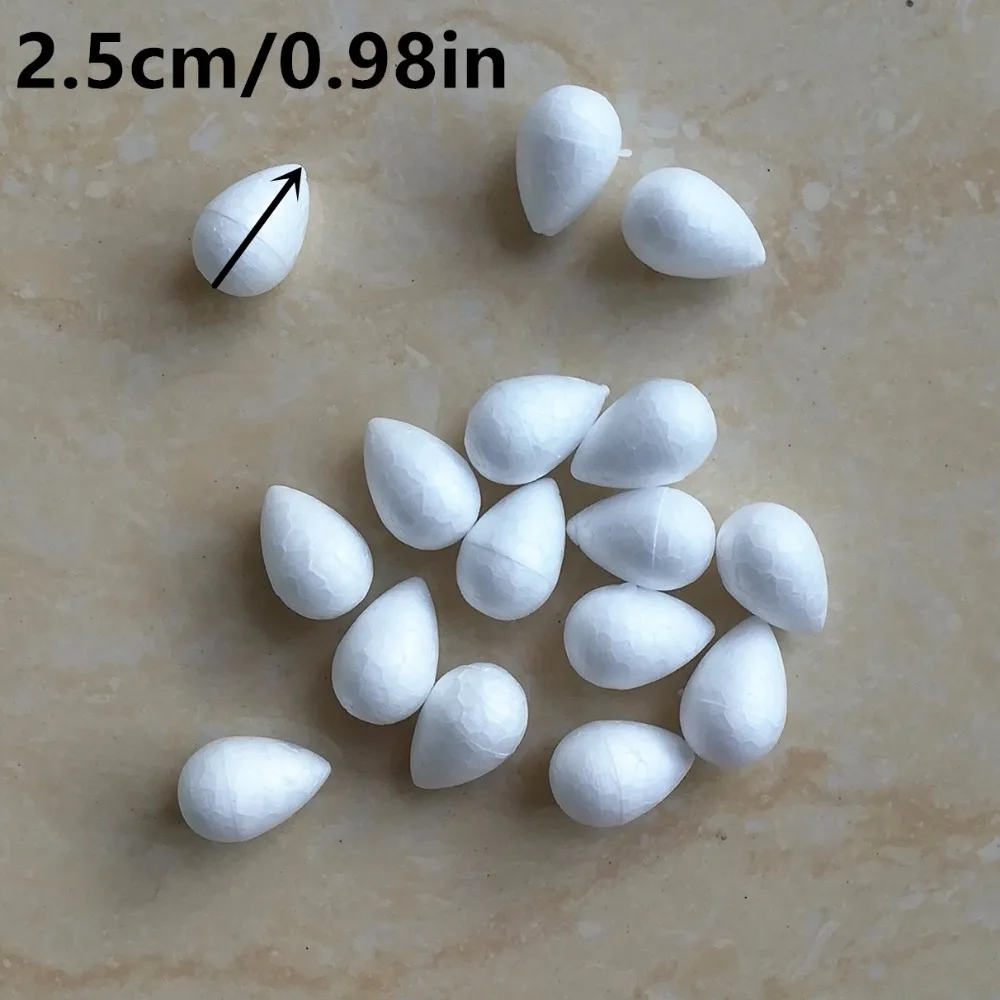 2/2.5/3/3.5/4/4.5/5.5cm White Water Drop Modeling Foam Rose Bud For Nylon Stocking Flower Accessories Polystyrene Styrofoam Buds