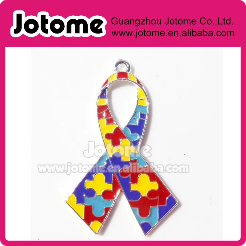 42mm Enamel Autism Awareness Ribbon Pendant