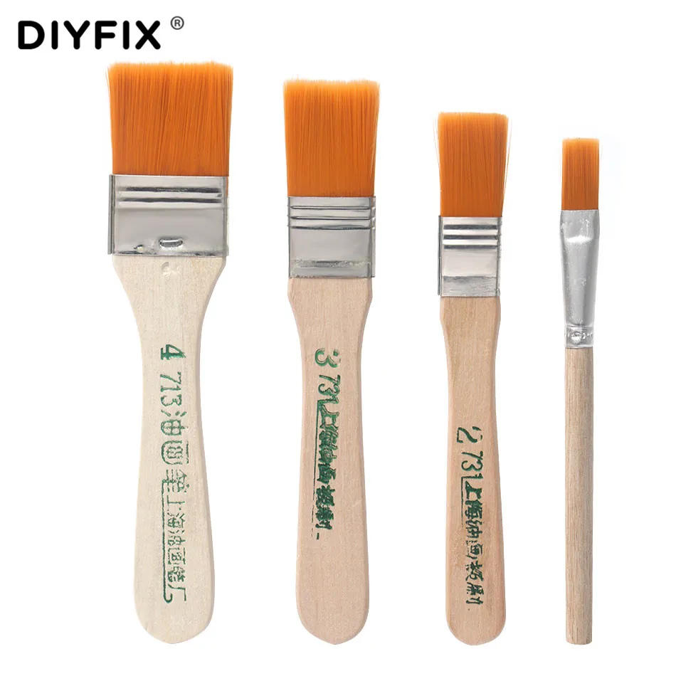 

DIYFIX 4Pcs Soft Cleaning Brush Computer Keyboard PC Dust Cleaner Wood Handle for Electronics Mobile Phone PCB Repair Tools Set