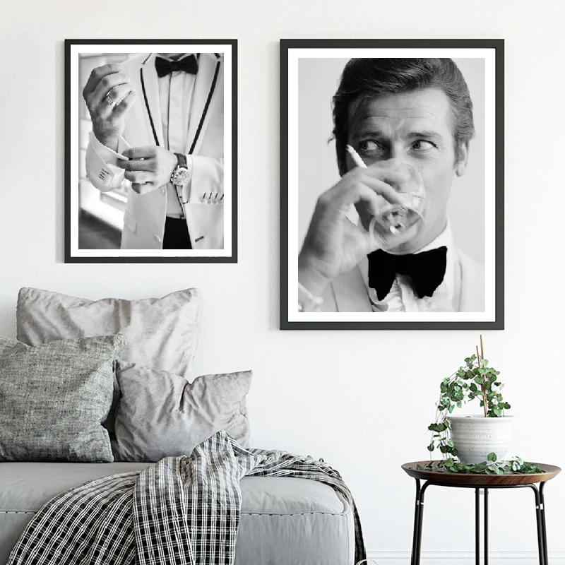 Gentleman Spy Movie 007 Poster Art Canvas Painting , Fashion Man In A Suit  Makeup Prints Wall Art Pictures Home Decor