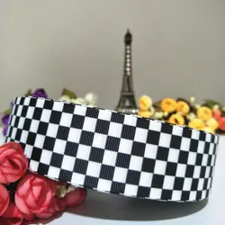 10 Yards 22mm 25mm 38mm Black/White Lattice Ribbon DIY Hand For Bows Material Gift Wrap Grosgrain Headdress