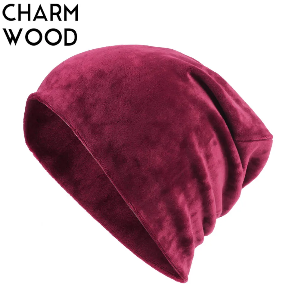 Women\'s Plain Beanie Hat Winter Warm Velour Slouchy Beanies for Women Female Soft Thick Skullies&Beanies Wholesale