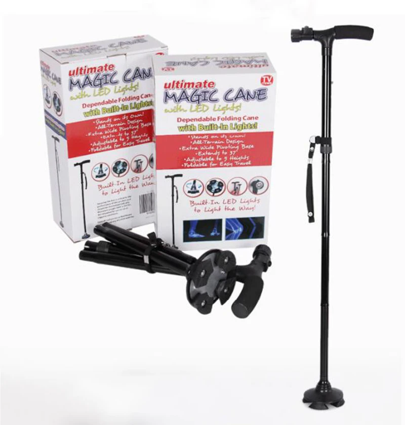 HANRIVER The new hot TV fold belt light aluminium crutch old four foot corners of multi-functional telescopic cane cane