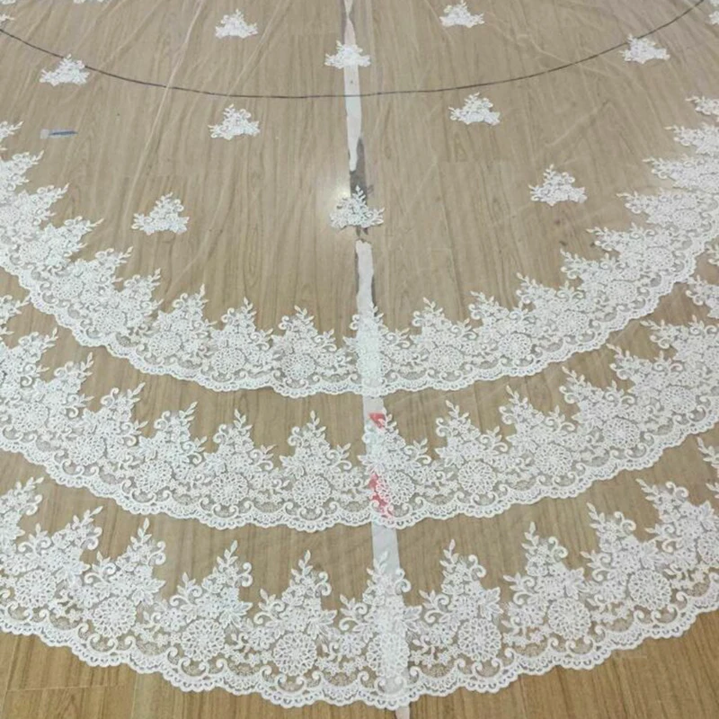 2016 Lace Long Wedding Bridal Veil Cathedral 3m Metro Accessories White Ivory Mantilla Veil Muslim Voile Mariage Velos De Novia