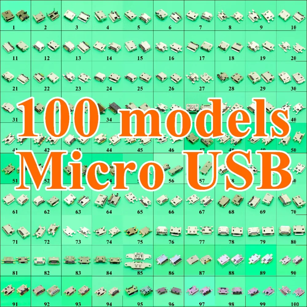 100 модели микро USB разъем мини гнездо мощность зарядный порт Замена 5 Pin 5pin хвост для Samsung Huawei Lenovo ZTE HTC
