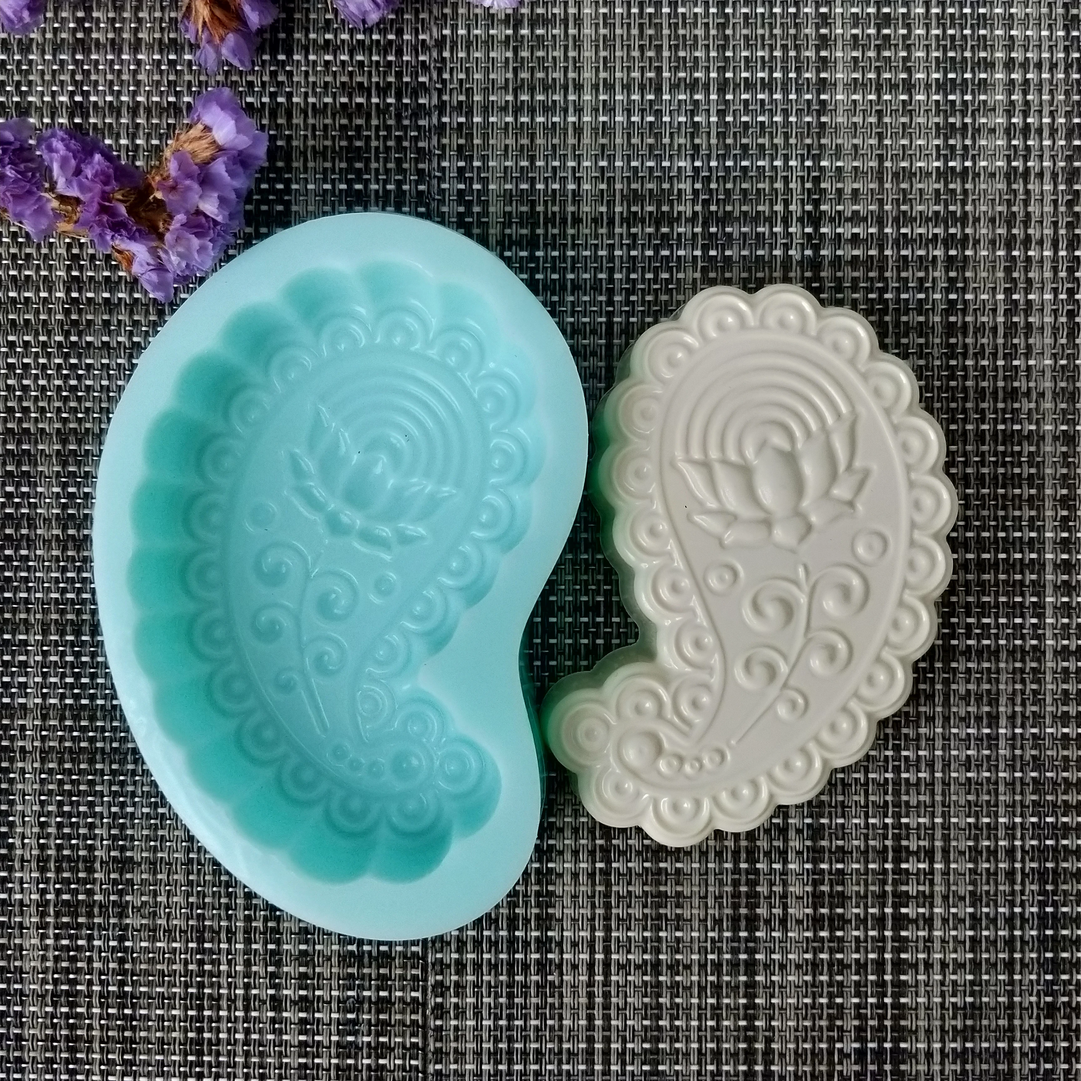 QT0140 PRZY Lotus Lotus Pattern Mold Silicone Fatima Soap Mould Handmade Soap Making Molds Candle Mold Silicone Resin Clay Mold