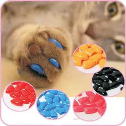 Hot sale 20Pcs/Lot Colorful Soft Rubber Pet Dog Cats Kitten Paw Claws Control Nail Caps Cover Size XS-XXL With Adhesive Glue