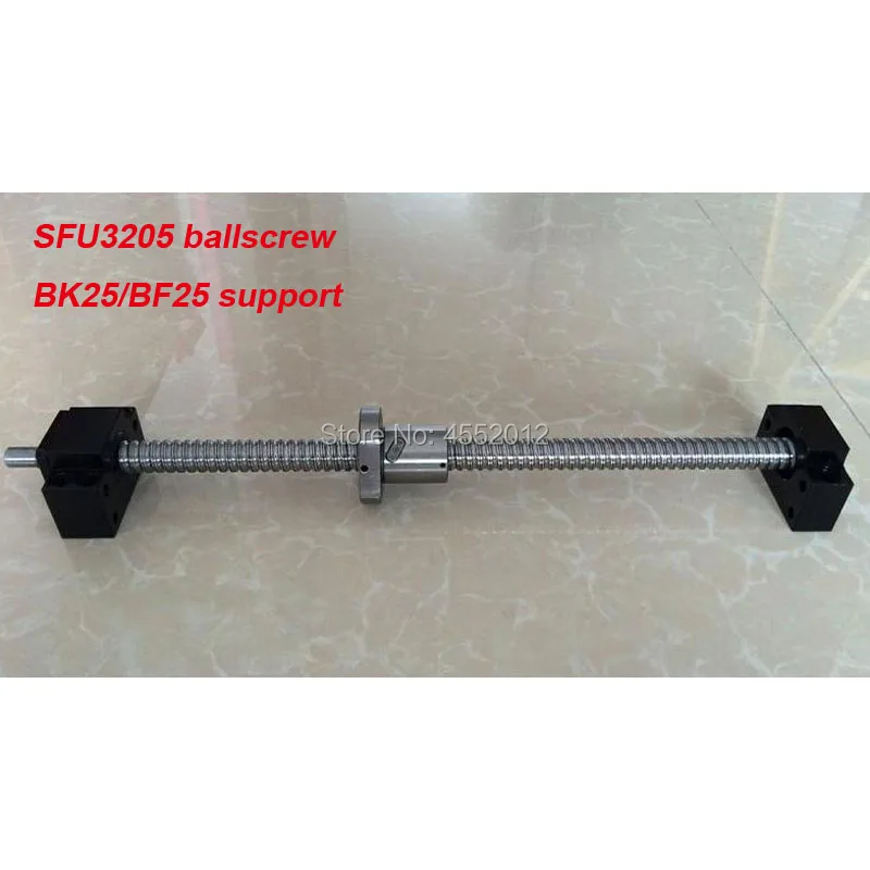 Ballscrew set SFU3205 650 700 750 800 850 900 1000 mm with end machined+ 3205 Ballnut + BK/BF25 End support for cnc parts