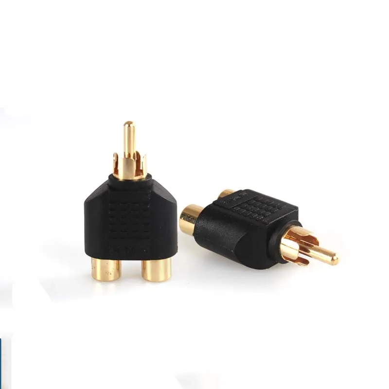 gold planted 1 to 2RCA Phono Audio SOUND Video AV RCA Y Splitter Adapter Mono to Stereo Nickel Pl