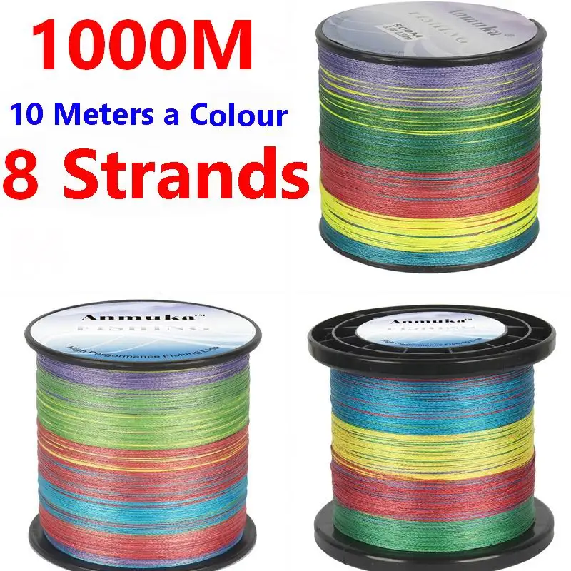 1000M 1000 Meters Every 10 Meters a New Colour 8 Strands 8 Braid PE Line PE Thread Fishing Line