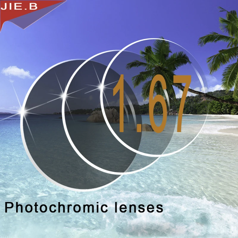 1.67 Index Aspheric Transition Photochromic Lenses for Sunglasses Lens with Degree Photo Gray or Photo Brown Single vision lens