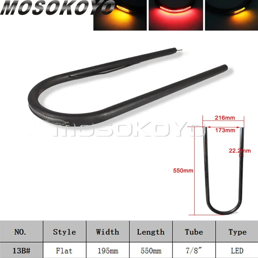 23 Size Rear Seat Frame Hoop Loop Tracker End Upswept Flat Brat Frame Loop W/LED Taillight Turn Signal for Cafe Racer Scrambler