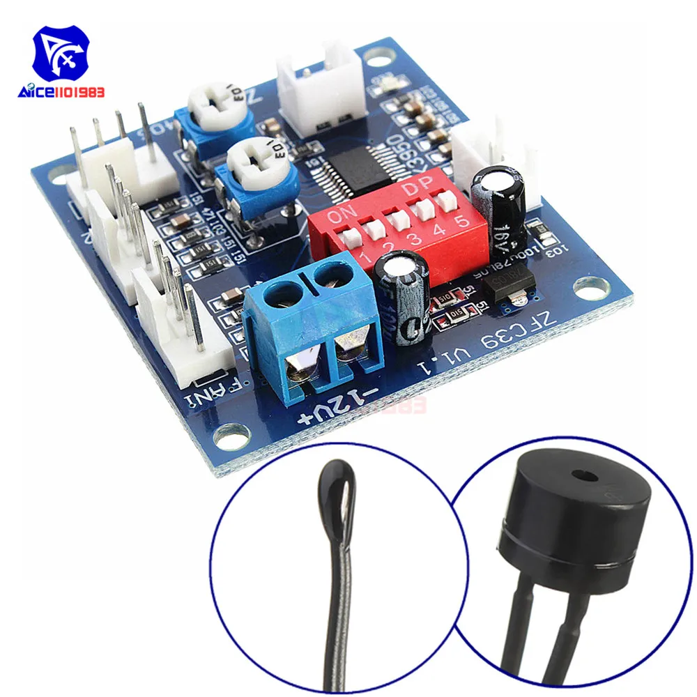 NTC 3950 Thermistor PWM Temperature Probe Speed Controller Board Control Module Buzzer DC 12V CPU Fan High-Temp Alarm Heat Sink