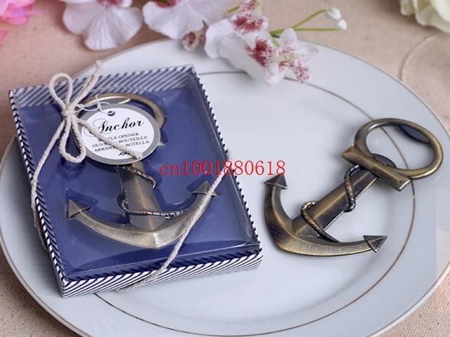 

Fedex DHL Free shipping Wedding bridal favors Anchor Shaped Bottle Opener With Gift Box wine opener,50pcs/lot