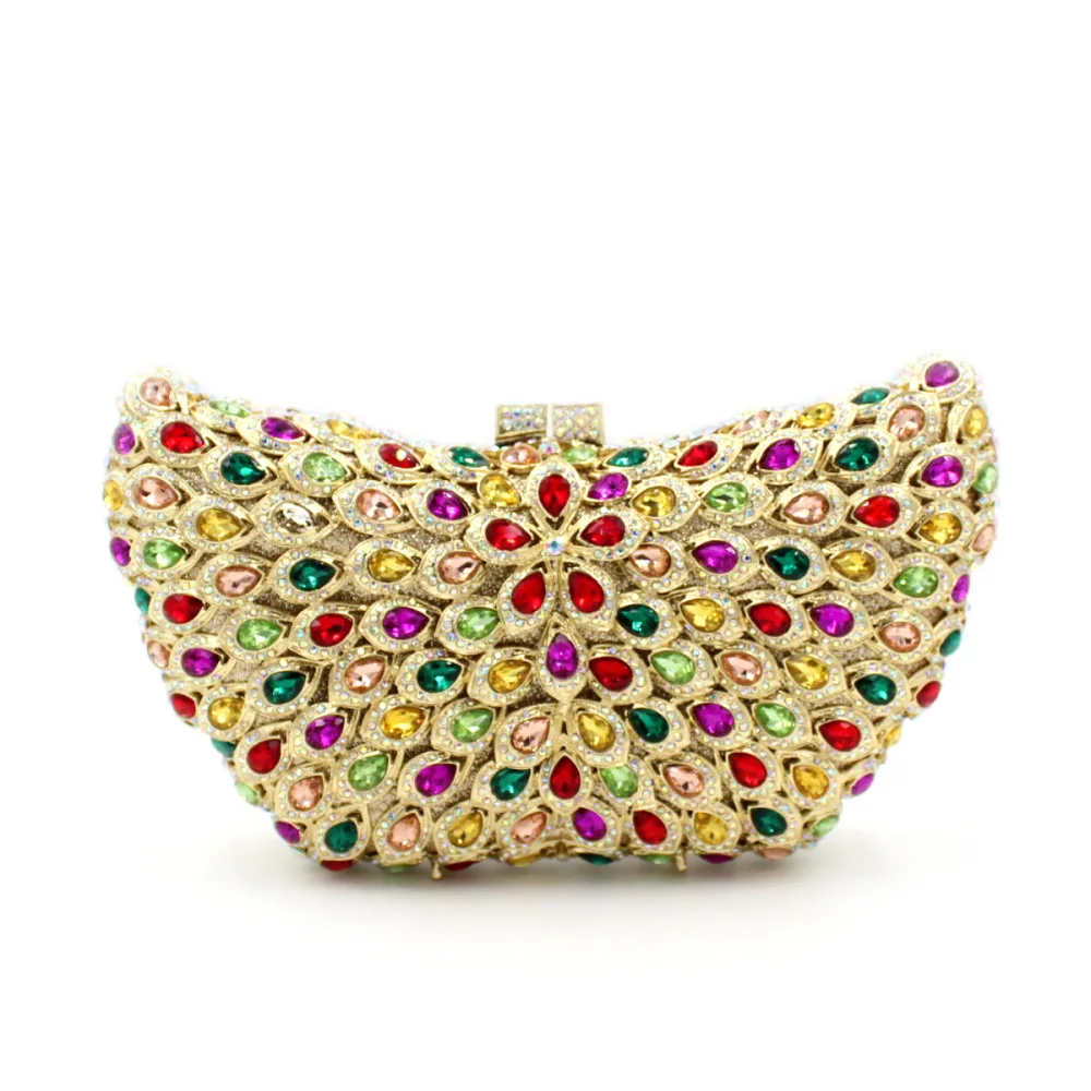 BL019 Luxury diamante evening bags octagon colorful clutch bags women party purse bags crystal sacoche pochette handbags