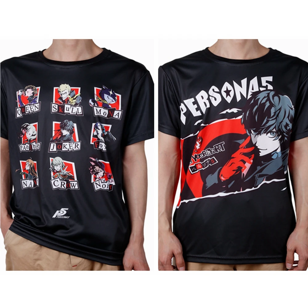 MGFHOME Persona 5 Ren Amamiya Joker Cosplay Shirt P5 Skull Mona Panther Navi Crow Noir T-Shirt Tops Tee Women Men t shirt tshirt