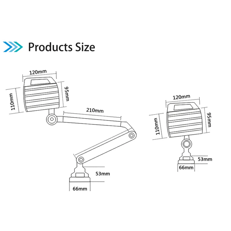 Máquina de luz LED para trabajo Industrial, lámpara de brazo largo, plegable, CE Rohs, resistente al agua IP67, 7W/12W, 24V/220V