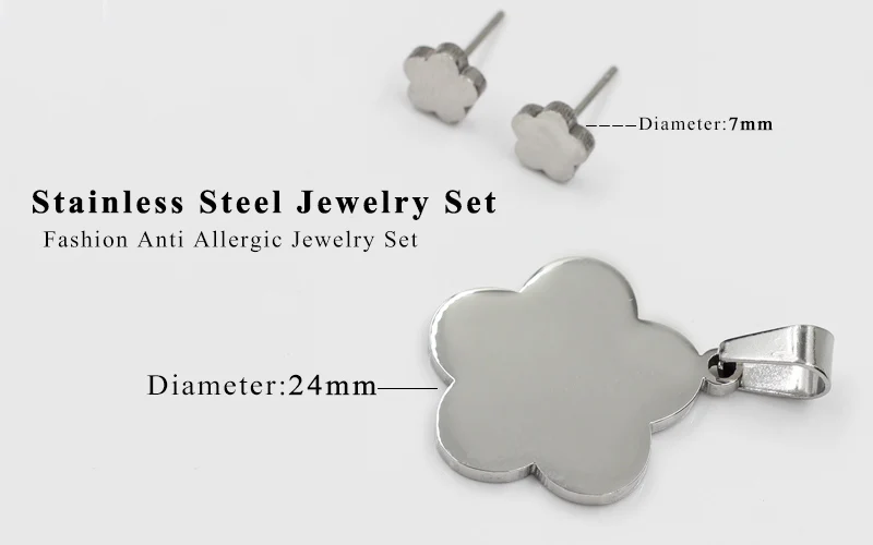 LUXUKISSKIDS Flower African Wedding Dubai Jewelry Set Earrings Pendant Necklace For Women Girls Stainless Steel Jewellery Sets