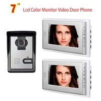 7 Inch Video Door Phone Doorbell Intercom System Night Vision Camera Video Door Bell Video Doorphone Intercom 2-Monitor Kit