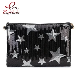 Nowe BlingBling modne cekiny gwiazda skóra ekologiczna z wzorem damska torebka kopertówka codzienna kopertówka damska torba crossbody kurierska torebka