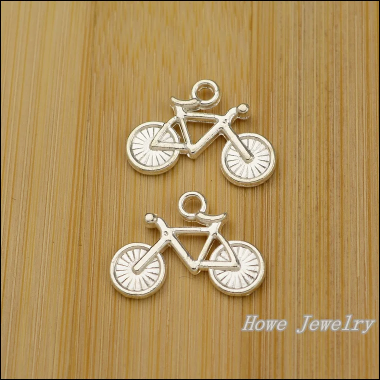 wholesale 100pcs fashion  bright Silver  bike Charm Pendant  fit European Necklace&Bangles  DIY Metal Jewelry Findings JC719