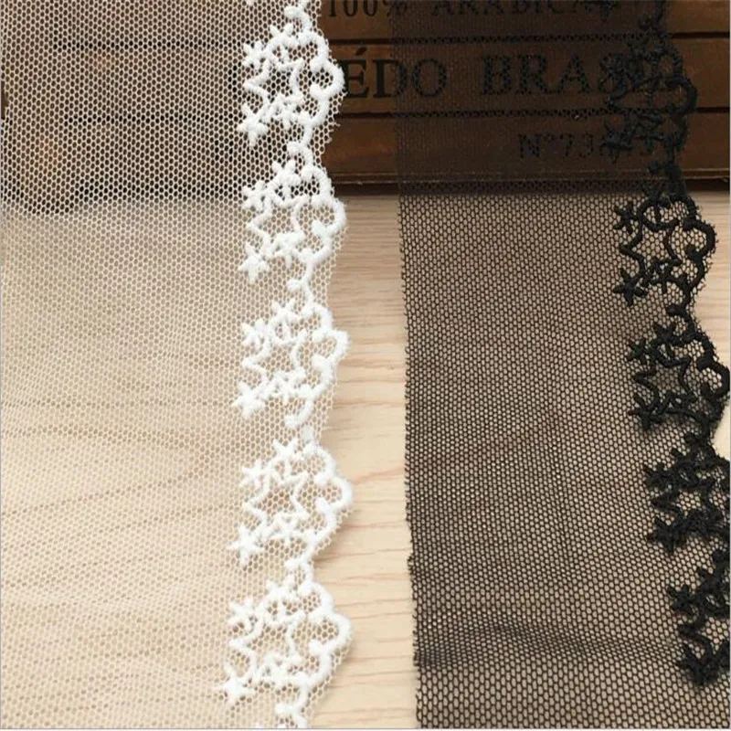 6cm Wide Luxury White cotton embroidery flower lace collar Fabric Sewing Applique DIY dubai voile ribbon trim Women dress decor