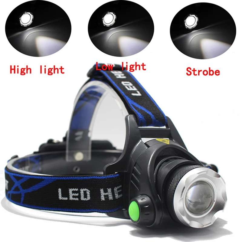 LED Zoom Headlight Flashlight Light Source Rechargeable Camping Headlamp Hunting Head Light Torch Fishing Head Lamp