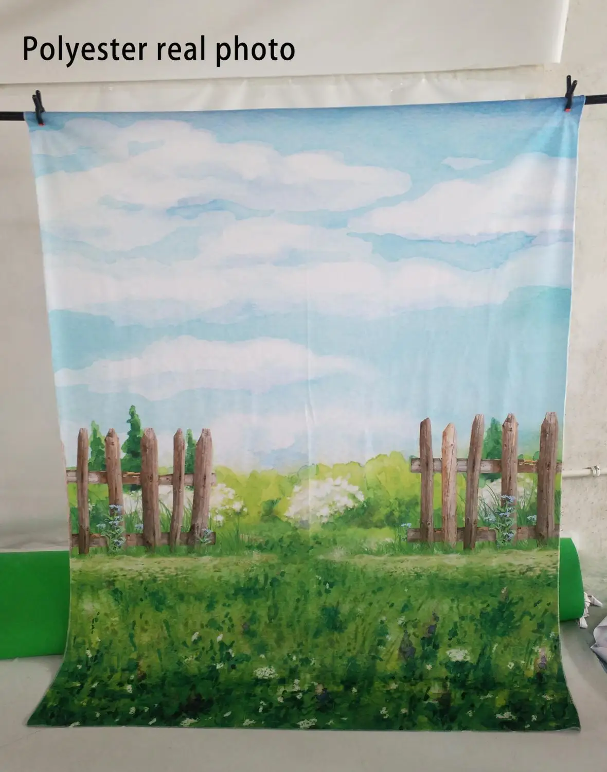 Allenjoy spring backdrops for photography oil painting sky clouds fence grass baby newborn background photocall photobooth