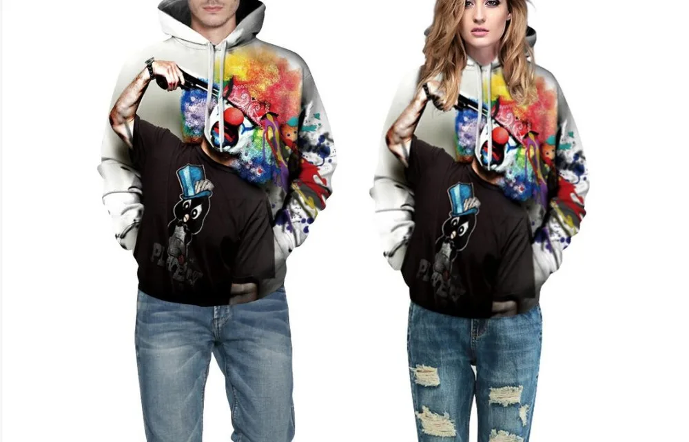 Magic Clown Print 3d Sweatshirts Men/Women Hoodies With Hat Autumn winter Thin Hooded Hoody Tops Casual Sweatshirt S-XXXL