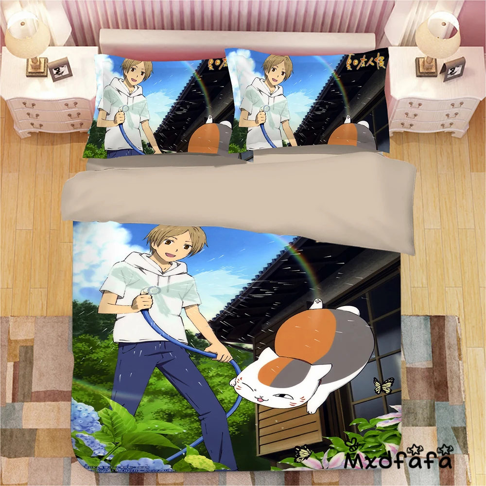 Mxdfafa Anime Natsume Yuujinchou Duvet Cover Set Bedding Set Cotton Comforter Bed Set Include 1 Duvet Cover and 2 Pillowcases