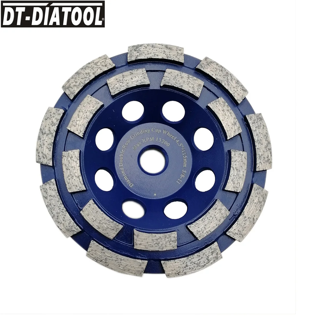 DT-DIATOOL 1unit 4.5inch/115mm Double Row Diamond Grinding Cup Wheel 5/8-11 thread for Concrete Brick Hard Stone Granite Marble