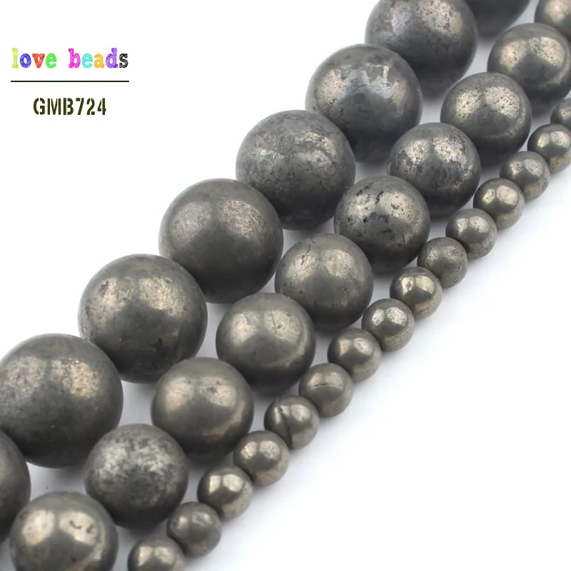 Natural Stone Beads Iron Pyrite Round Loose Beads For Jewelry Making 16\