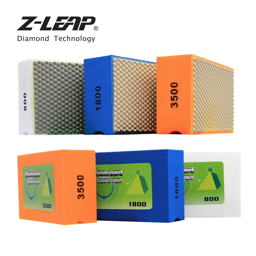 Z-LEAP 7pcs Diamond Hand Pads Polishing Tool Professional Abrasive Pad Glass Quartz Concrete Kitchen Mildew Cleaning Sanding Pad