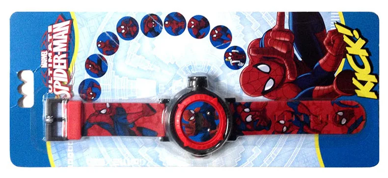 Disney Original Children's Electronic Watches Handsome Spider-Man Projection Watch Boys Gift Student Wrist Watch Clock