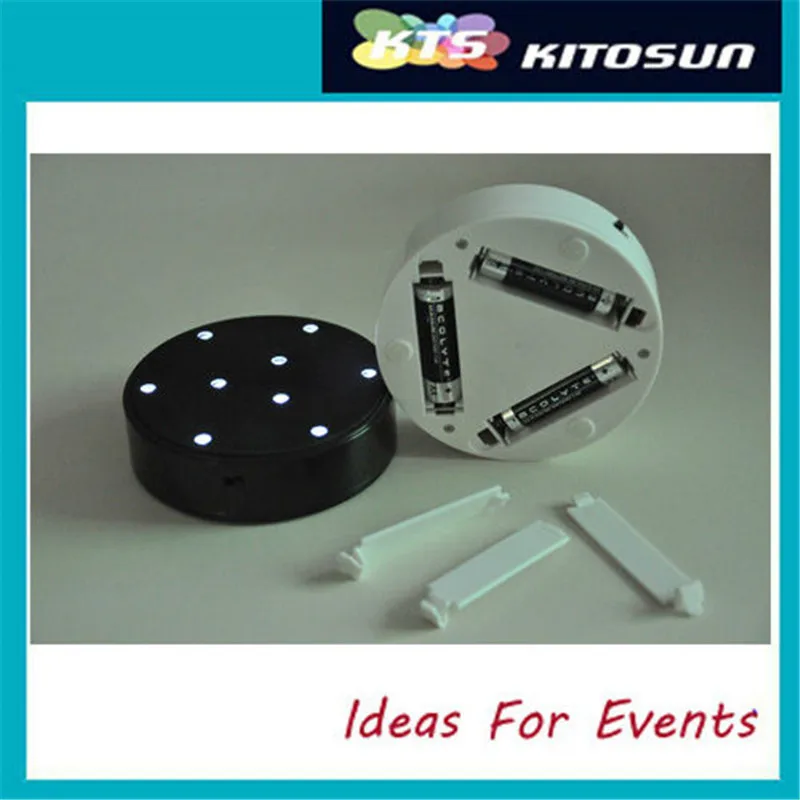 KITOSUN 3AA Battery Operated 4inch Round LED Under Vase Light White/ Black Base for Wedding Table Vase Decoration