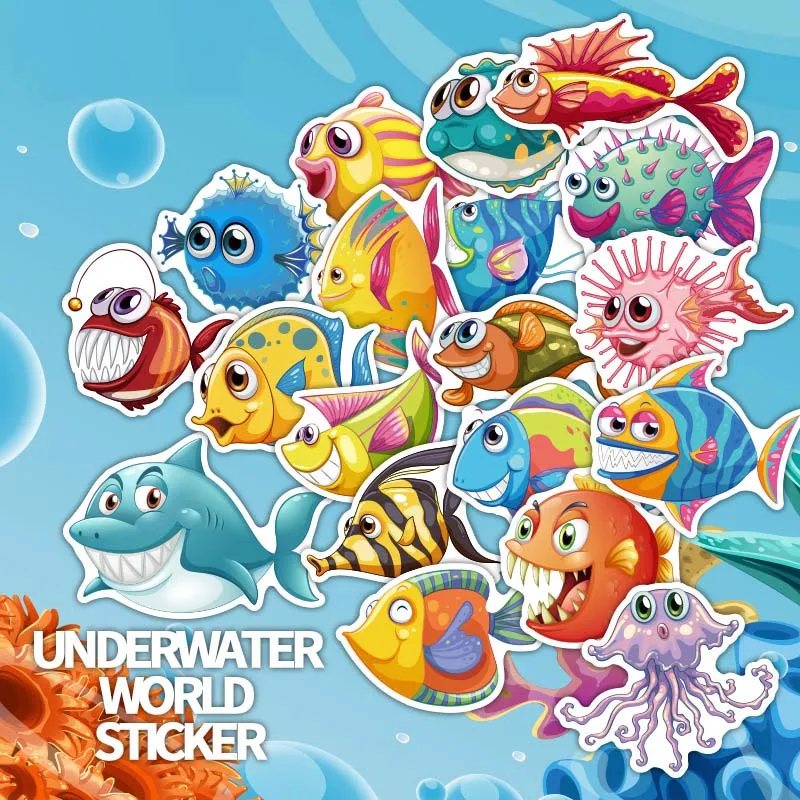 20pcs Travel series Underwater World Cartoon Album Scrapbook Paper Decoration sticker Diy Handmade gift card stickers Arts Craft