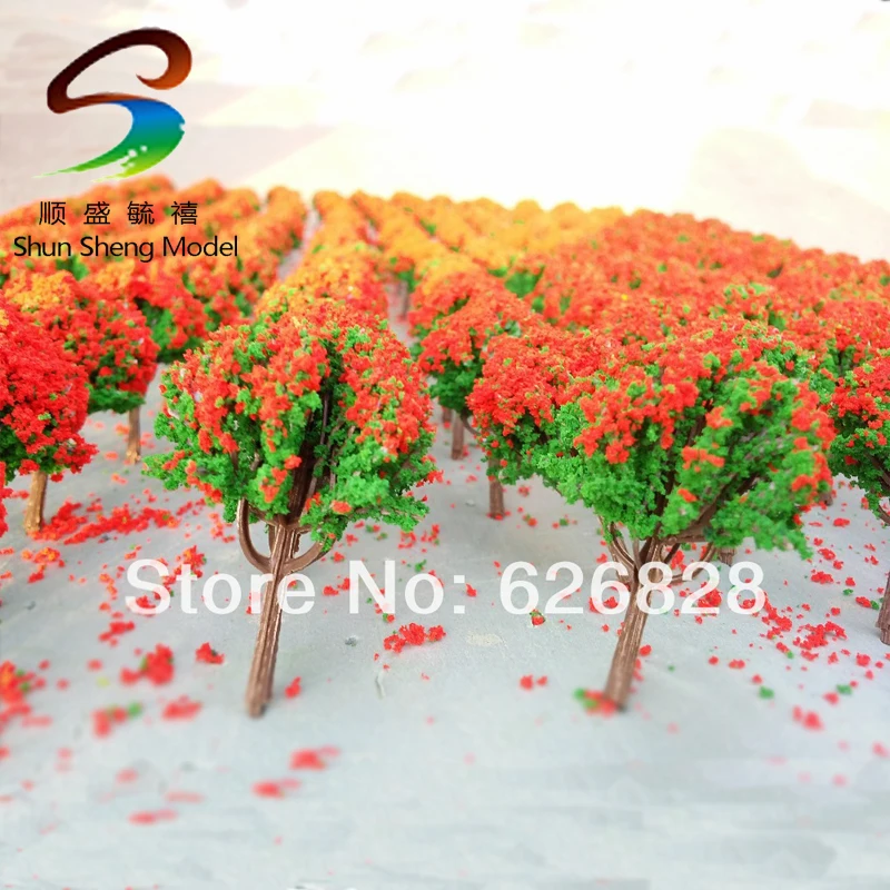 50pcs H 50mm model wire scale tree for building model layout model tree with leaf