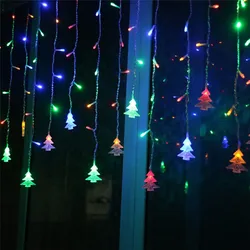 LED Icicle Curtain String Lights para Decoração de Janela, Lâmpadas, Fadas, Guirlanda, Natal, Casamento, Jardim, Ano Novo, UE, 220V, 4.5m, 96