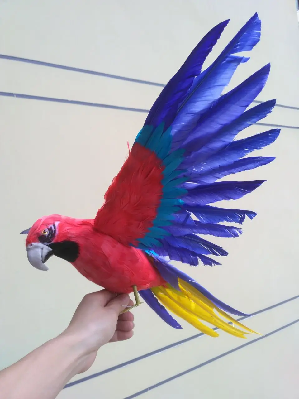 

new simulation red&blue parrot toy polyethylene&furs wings parrot model gift about 60x45cm 1474